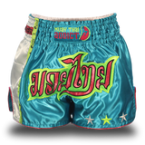 Aqua Blue Single Panel Stars Muay Thai Shorts