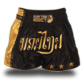 Black and Gold Single Panel Stars Muay Thai Shorts