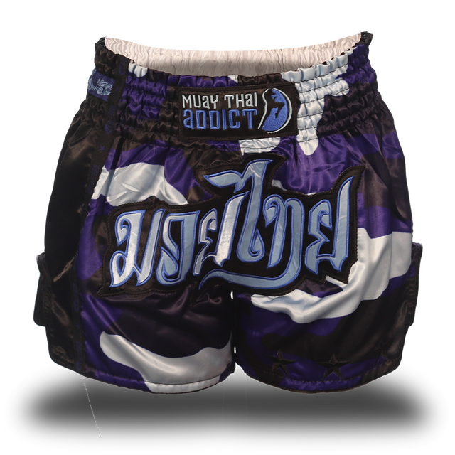 Blue Camo Single Panel Stars Muay Thai Shorts
