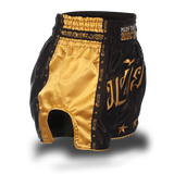 Black and Gold Single Panel Stars Muay Thai Shorts