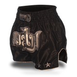 Black and Grey Single Panel Stars Muay Thai Shorts