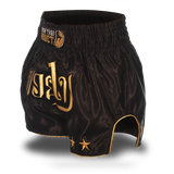 Black and Gold Single Panel Stars Muay Thai Shorts